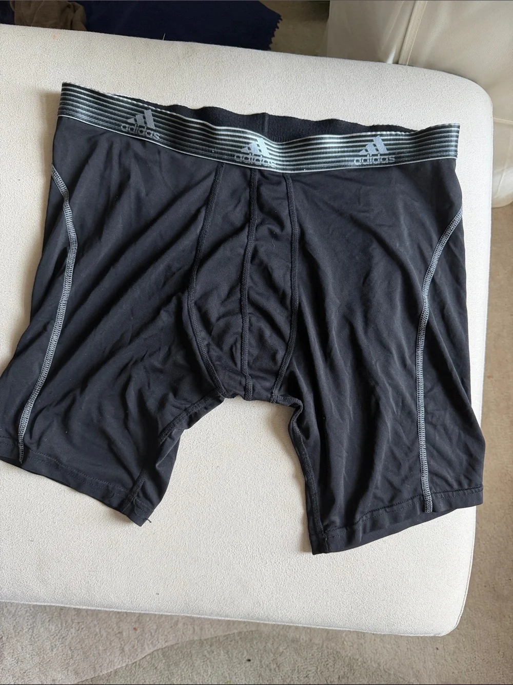 Pack of 3 Adidas Black Boxer Briefs with Grey Striped Logo Waistband